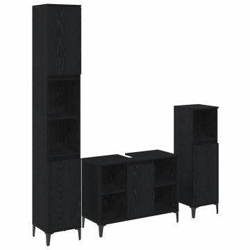 Vidaxl Komplet pohištva za kopalnico 3 pcs Črni hrast Konstruiran les