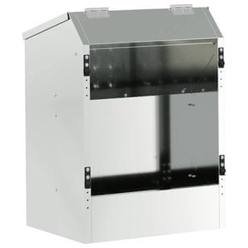 Vidaxl Hranilnica za zajce srebrna 64.5 x 25.5 x 45.5 cm