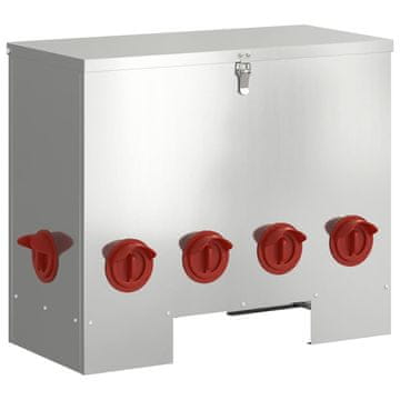 Vidaxl Hranilnik za piščance srebrna 60,5 x 29 x 51 cm Cinkana jeklena