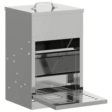 Vidaxl Hranilka za piške s pedali srebrna 25 x 42 x 40 cm