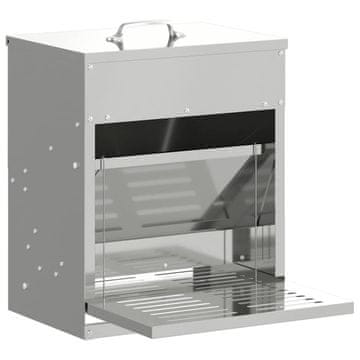 Vidaxl Hranilka za piške s pedali srebrna 25 x 42 x 40 cm