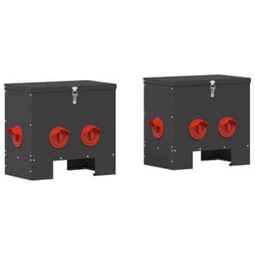 Vidaxl Hranilnik za piščance 2 pcs Črna 60,5 x 29 x 51 cm