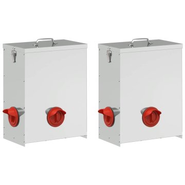 Vidaxl Hranilnik za piščance 2 pcs srebrna 32,5 x 20,5 x 43 cm