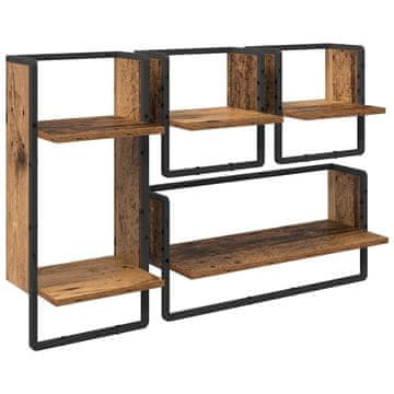 Vidaxl Komplet stenskih polic s polico 4 pcs Star les 65 x 25 x 30 cm