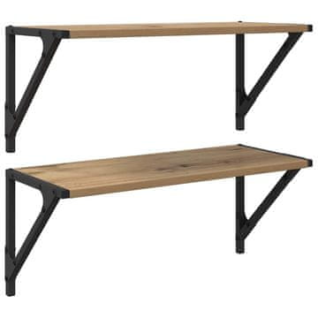 Vidaxl Stenske police s polico 2 pcs Umetni hrast 60 x 25 x 25,5 cm