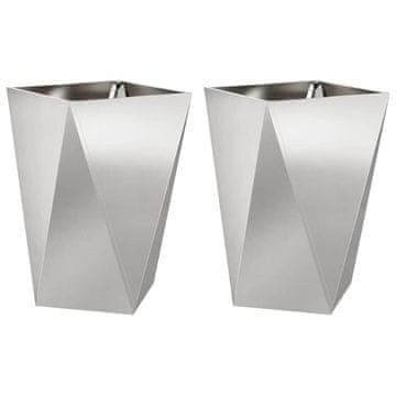 Vidaxl Cvetlično korito 2 pcs srebrna 50 x 50 x 75 cm Nerjaveče jeklo