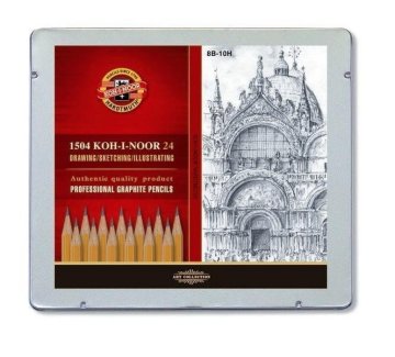 Koh-i-Noor grafitni svinčnik grafični 8B-2H komplet 24 kosov v pločevinasti škatlici