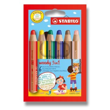 Stabilo Woody Crayons 3 v 1 - 6 barv