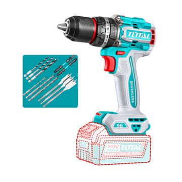 Total One-Stop Tools Kompaktni brezkrtačni akumulatorski vrtalnik 2000prm/96Nm/P20S/ INDUSTRIAL (Brez baterije) (TIDLI209681)