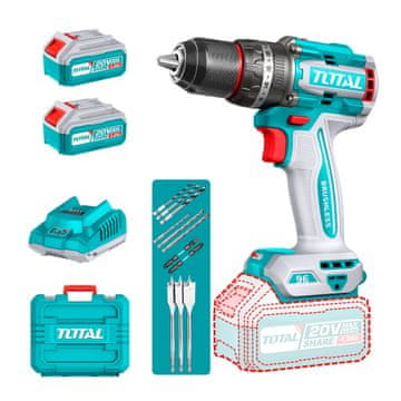 Total One-Stop Tools Kompaktni brezkrtačni akumulatorski vrtalnik 2000prm/96Nm/P20S/ INDUSTRIAL (SET Baterija 2x4Ah, Polnilec, Kovček) (TIDLI20968E)