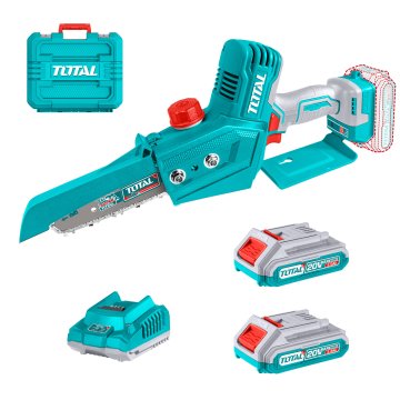 Total One-Stop Tools Akumulatorska mini verižna žaga 150mm, 20V/2.0Ah-7.5Ah/P20S/ INDUSTRIAL (SET Baterija 2x2Ah, Polnilec, Kovček) (TGSLI20686)