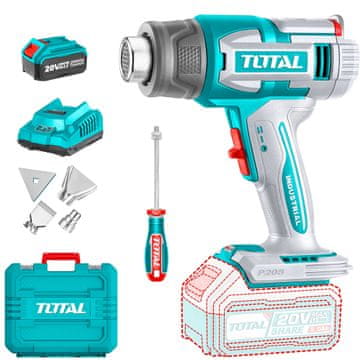 Total One-Stop Tools Akumulatorska toplotna pištola (fen) 20V/P20S/ INDUSTRIAL (SET Baterija 1x5Ah, Polnilec, Kovček) (TBLI20035)