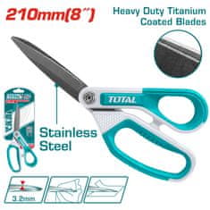 Total One-Stop Tools Škarje z gumijastim oprijemom in dolgim rezilom 210 mm / INDUSTRIAL (THSCRS812108)