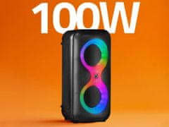 Manta SPK0401B100 ERIS prenosni karaoke zvočnik, Bluetooth 5.3, 100W, RGB LED, črn, priložen mikrofon in daljinec
