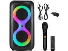 Manta SPK0401B100 ERIS prenosni karaoke zvočnik, Bluetooth 5.3, 100W, RGB LED, črn, priložen mikrofon in daljinec
