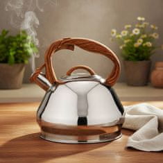 Eva Čajnik z ročajem v imitaciji lesa 3,4l / indukcija / inox, pvc