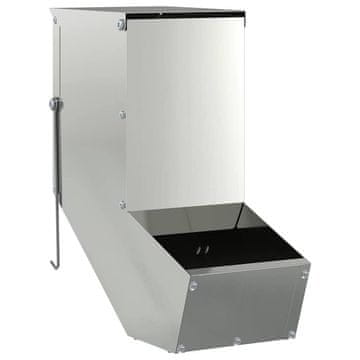 Vidaxl Hranilnica za zajce srebrna 17.5 x 26 x 28.5 cm Cinkana jeklena