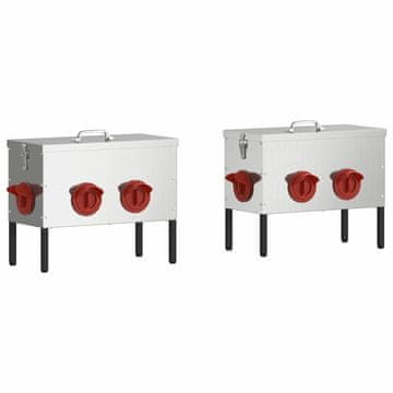 Vidaxl Hranilnik za piščance 2 pcs srebrna 41,5 x 20,5 x 33 cm