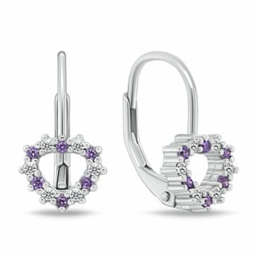 Brilio Silver Dekliški srebrni uhani Srce s kubičnim cirkonom EA1235WAM