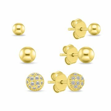 Brilio Silver Komplet pozlačenih uhanov SET297Y (3 pari uhanov)