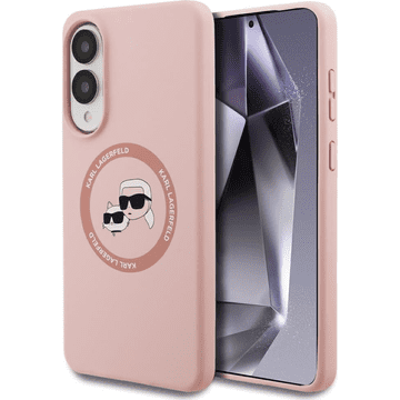 Karl Lagerfeld Originalen ovitek Samsung Galaxy S25 Edge - IML NFT Heads - roza silikonska zaščita MagSafe - KLHMS25ESKCHTCP