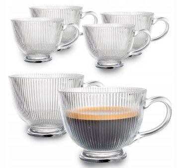 shumee Komplet kozarcev za kavo in čaj z nogico LUXITO Strips 430ml 6 kosov