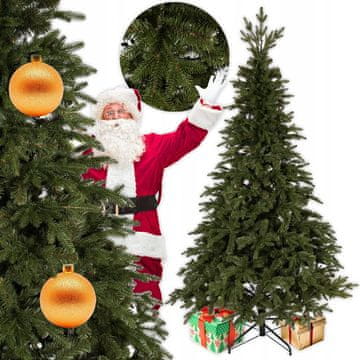 shumee UMETNO BOŽIČNO DREVO KOT PRAVO 220 CM PE/PVC ZELENO KOT ŽIVLJENJE LEPO DEBELO