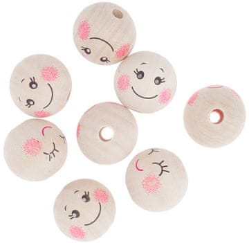 Lesene kroglice SMILE FACES 3 cm 8 kosov.