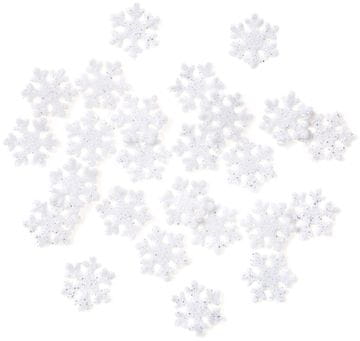 Bele snežinke s srebrnimi bleščicami 2 4 cm 24 kosov.