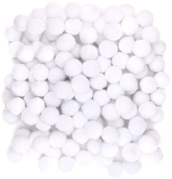 Poliestrski POMPOMI BELI Dekorativni 1cm 120 kosov.