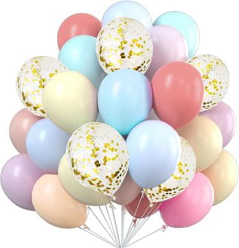 Komplet PASTELNIH balonov s pisanimi konfeti, 30 kosov.