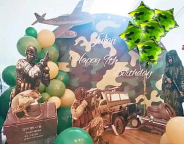 Mejix Folija balon z zeleno zvezdo, vojaška kamuflaža, 45 cm