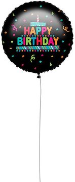 Procos Folija balon SREČEN ROJSTNI DAN + utež črne barve 45c