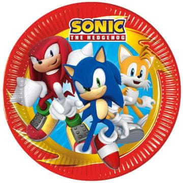 GoDan Papirnati krožniki SONIC Sega za rojstni dan 23 cm 8 kosov.