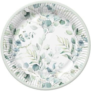 Papirnati krožniki Evkaliptus Boho 23 cm 8 kosov.