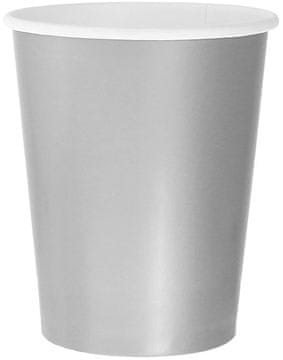 Srebrni papirnati lončki za rojstni dan 250ml 8 kosov.
