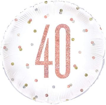 Unique Folija balon za 40. rojstni dan, roza zlat, 45 cm
