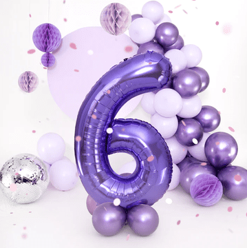 PartyPal Folija balon številka 6 vijoličen 100 cm