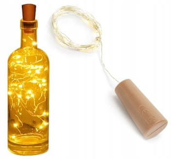 LED svetilke z zamaški za steklenice, toplo bela, 197 cm