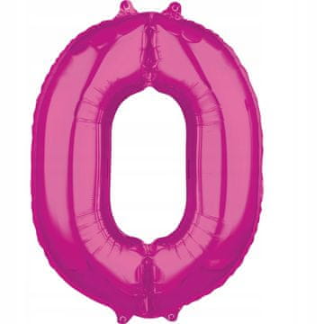 Amscan Folija balon 26" roza številka "0", 1 kos.