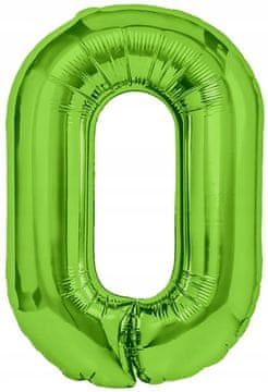PartyPal Folija balon številka 0 ZERO zelen rojstni dan 100 cm