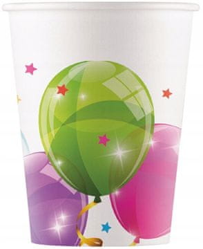 Baloni v skodelicah Rojstnodnevni baloni 200ml 8 kosov.