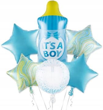 Mejix Komplet balonov BOTTLE BLUE, 6 kosov.