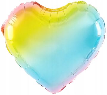 PartyPal Folija balon v obliki srca z mavrico, 45 cm