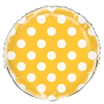 Unique 18” folija balon rumene barve s pikami, 1 kos.