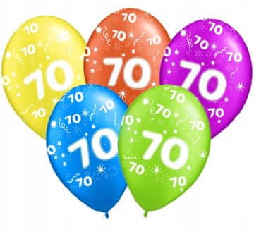 Baloni s potiskom za 70. rojstni dan "70", 5 kosov.