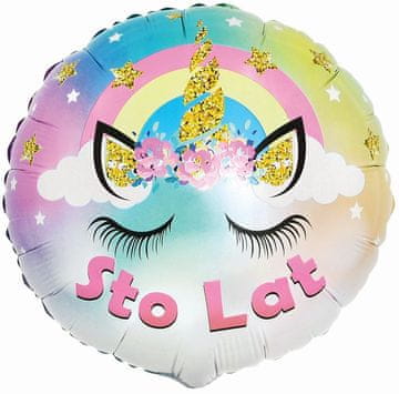 GoDan Pastelni folijski balon Samorog - Vse najboljše za rojstni dan, 18"