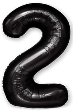 PartyPal Folija balon številka 2 TWO črne barve 100 cm