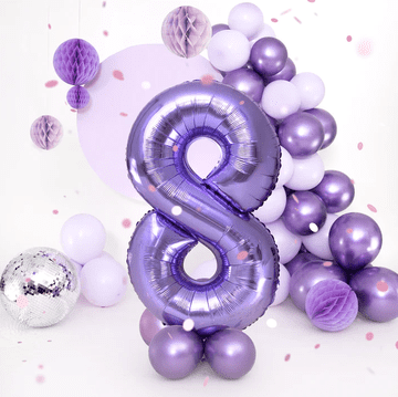 PartyPal Folija balon številka 8 vijoličen 100 cm