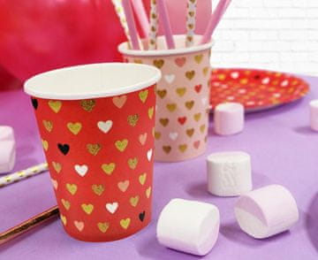 GoDan Papirnati lončki Red Hearts XOXO 250ml 6 kosov